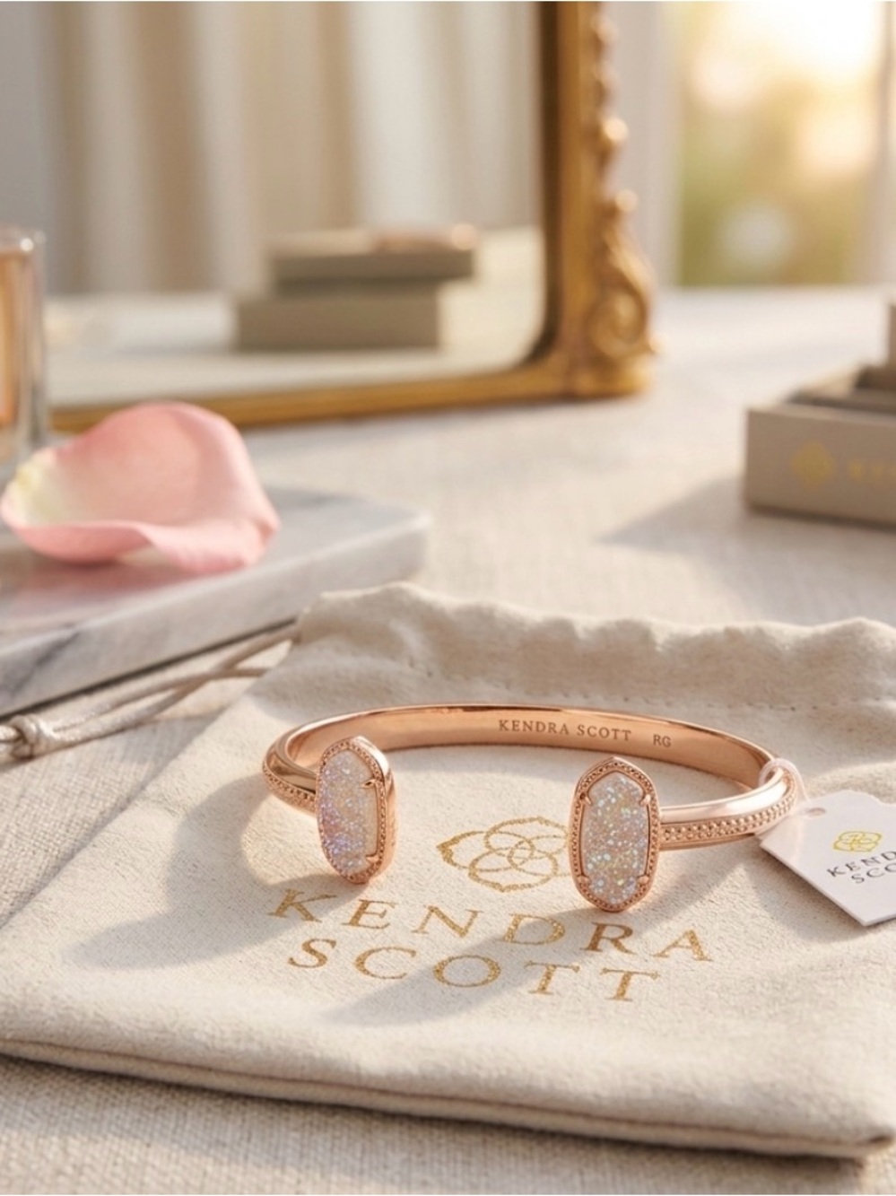 Kendra Scott Rose Gold Bracelet with iridescent Stone